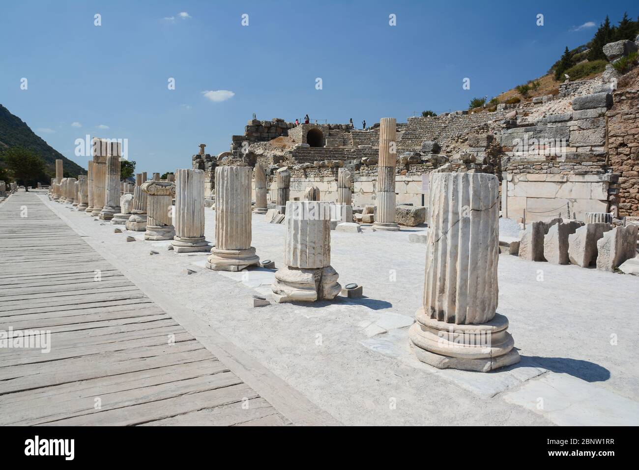 Die Ruinen der antiken Stadt Ephesus in der Türkei. Frühchristliche Basilika. Stockfoto