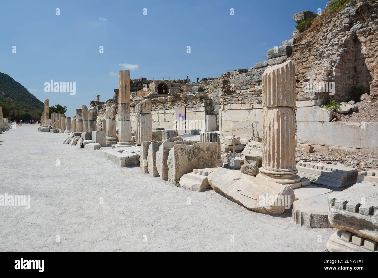 Die Ruinen der antiken Stadt Ephesus in der Türkei. Frühchristliche Basilika. Stockfoto