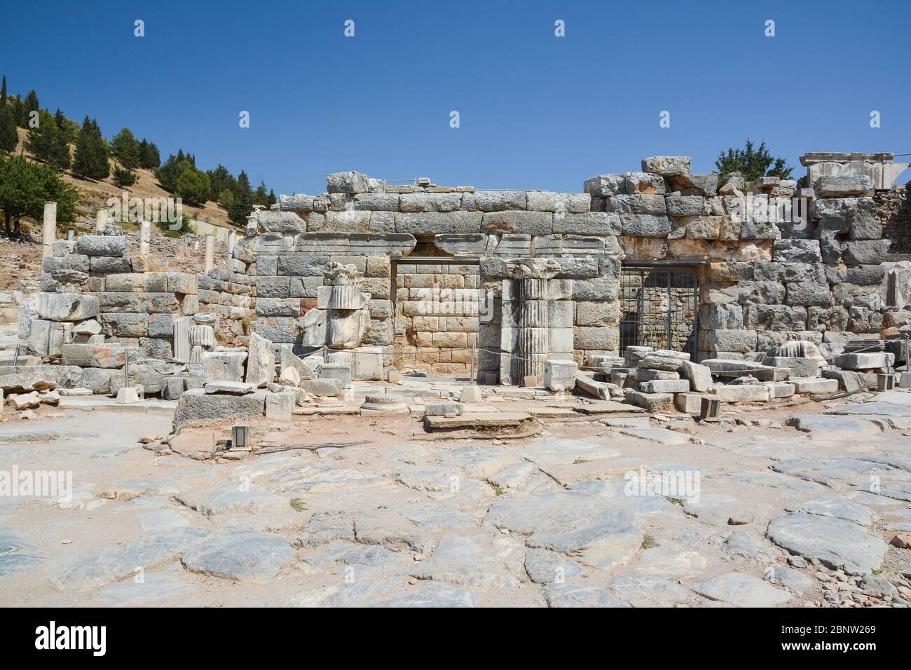 Die Ruinen der antiken Stadt Ephesus in der Türkei. Stockfoto