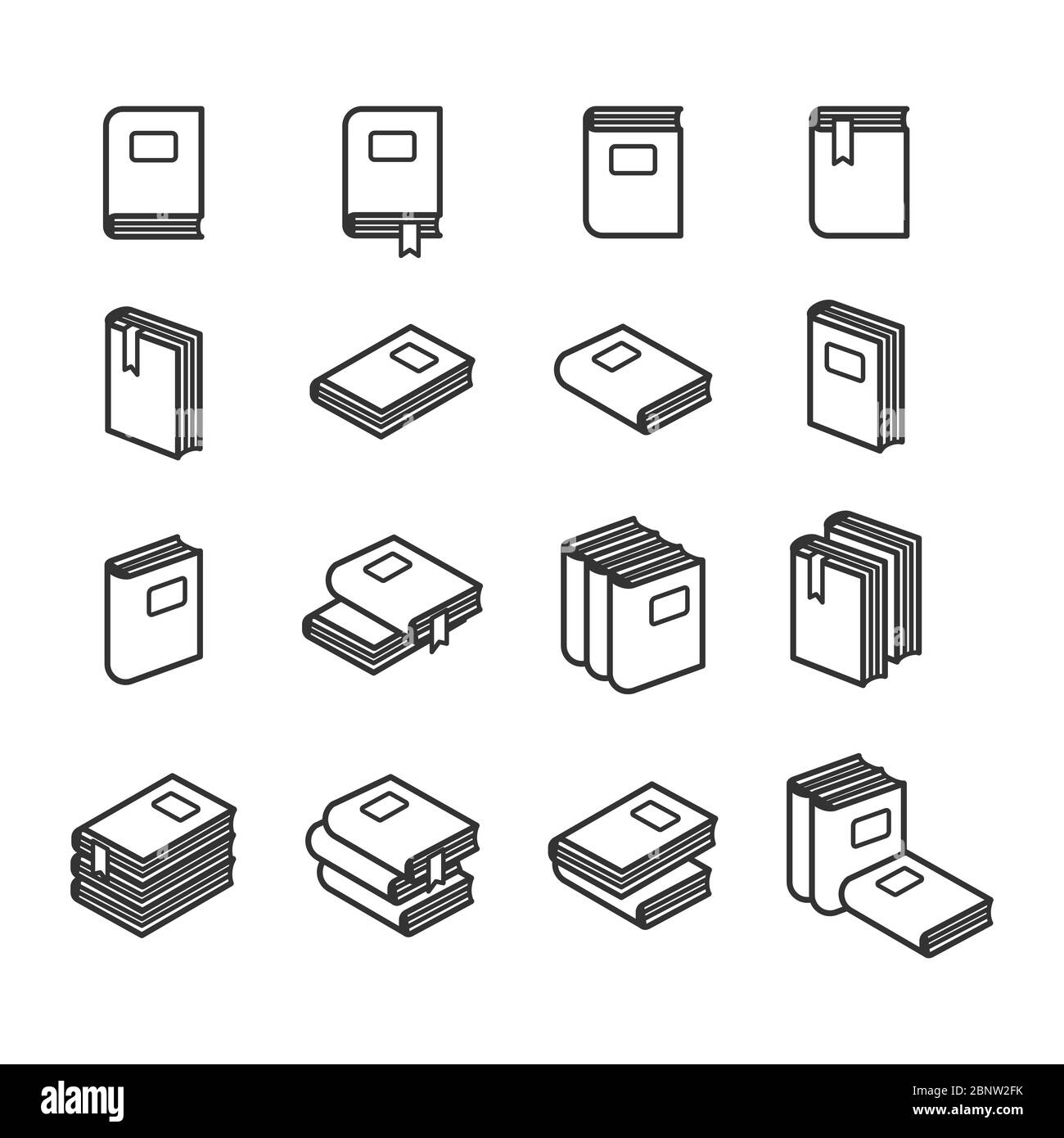 Symbole für Büroordner sind in Schwarzweiß festgelegt. Vektorgrafik Stock Vektor