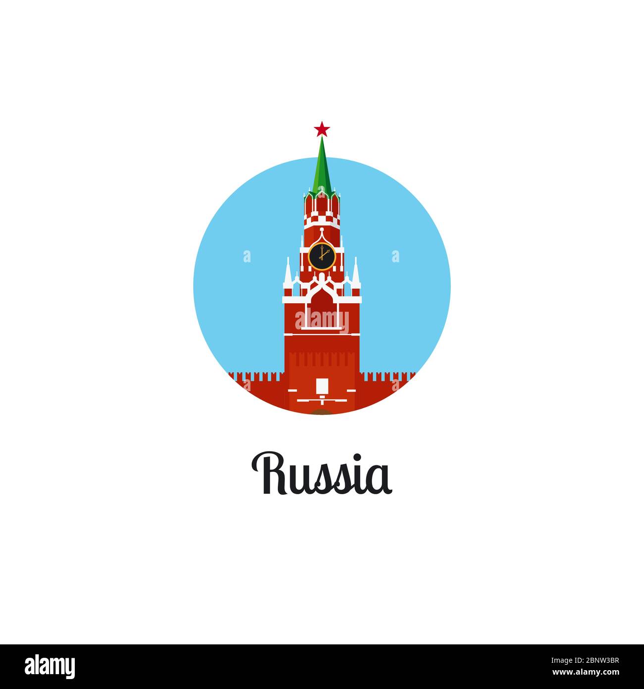 Russland Wahrzeichen isoliert runde Ikone. Vektorgrafik Stock Vektor