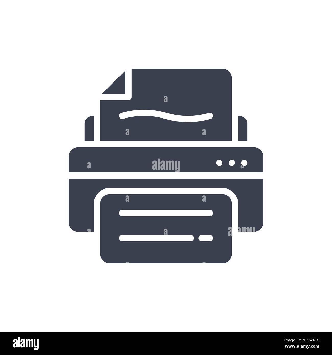 Vektorgrafik eines Druckermachine-Icon oder -Logos mit schwarzer Farbe und Glyphe-Design-Stil Stock Vektor