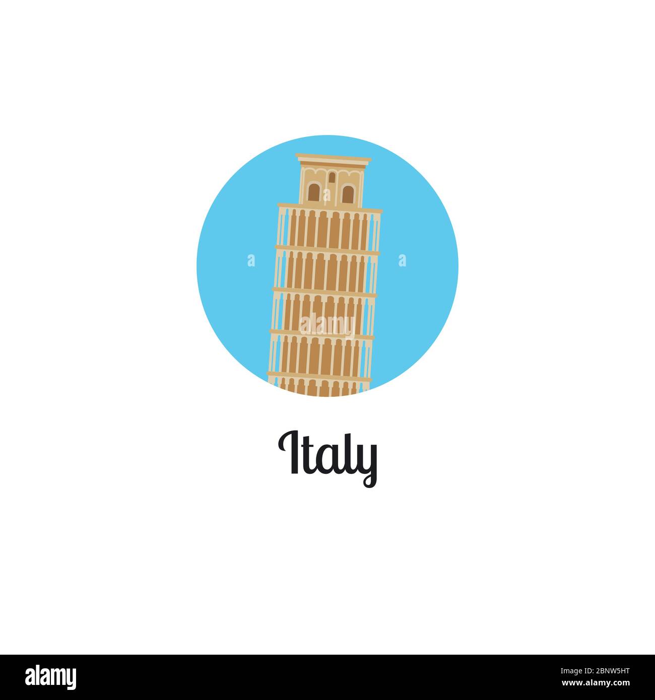 Italien Turm Wahrzeichen isoliert runde Ikone. Vektorgrafik Stock Vektor