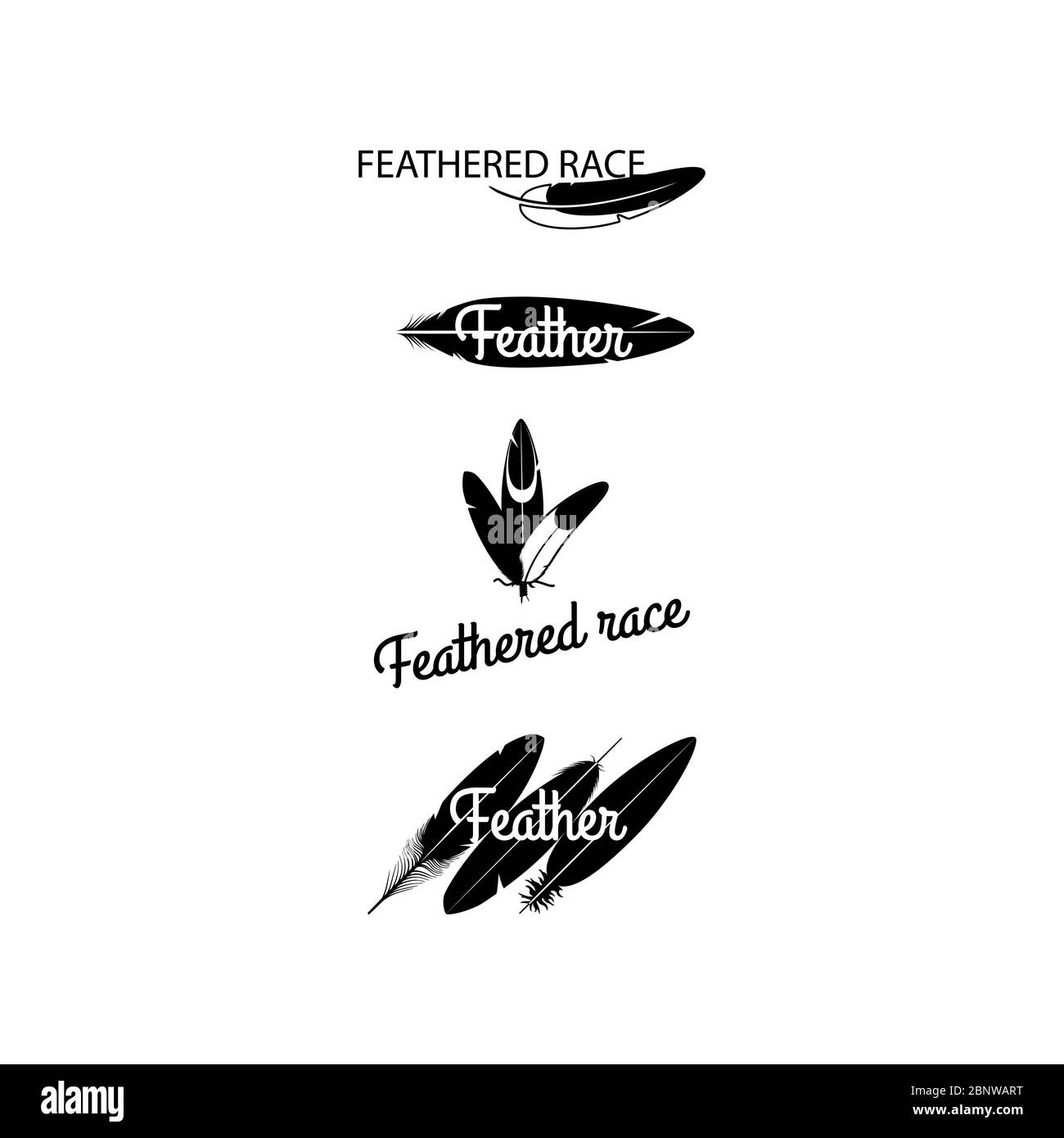 Schwarze Federn Silhouetten für Logo-Design. Vektorgrafik Stock Vektor