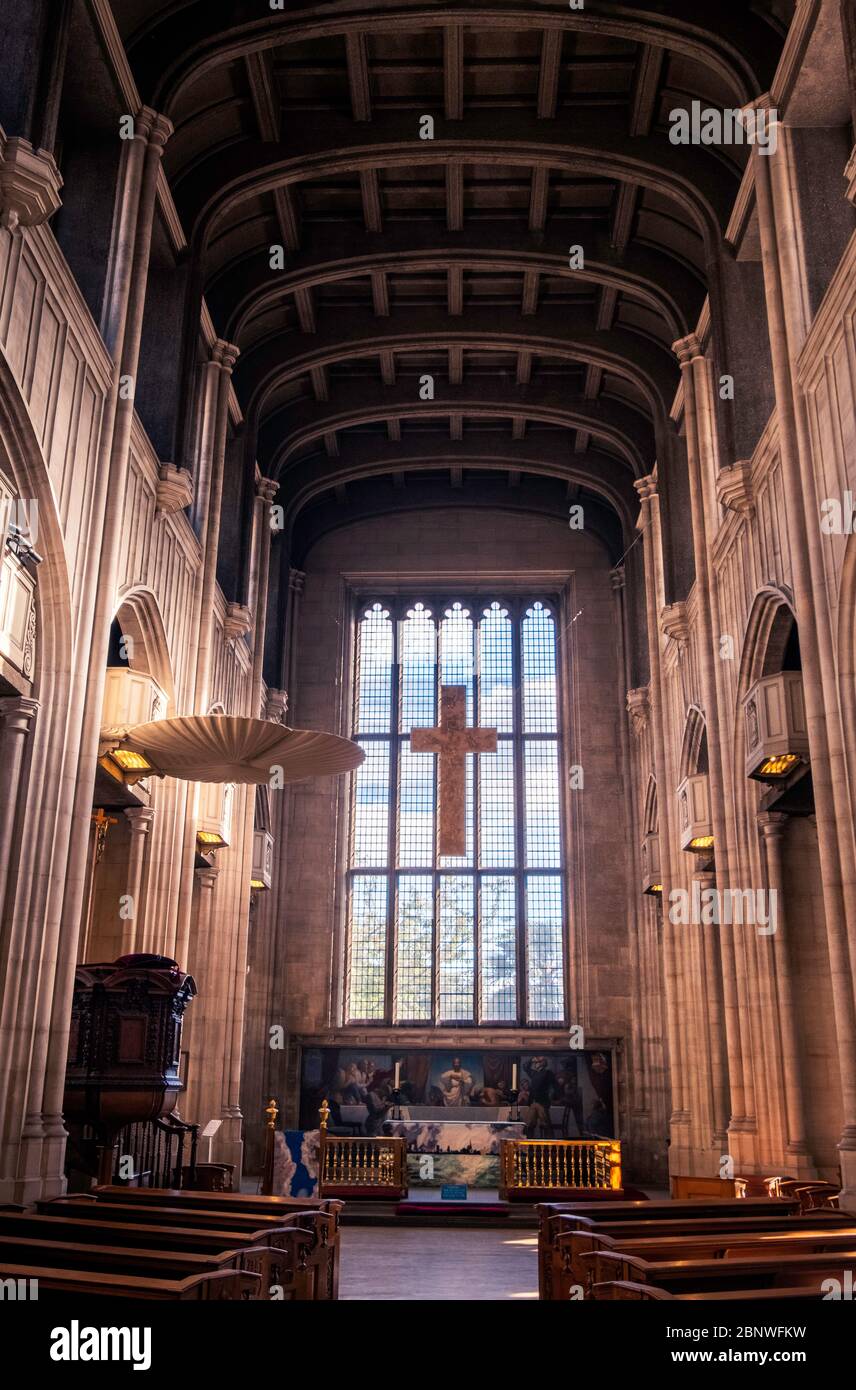 Das Innere von All Halloows-by-the-Tower, Kirche in der Stadt London, Großbritannien. Stockfoto