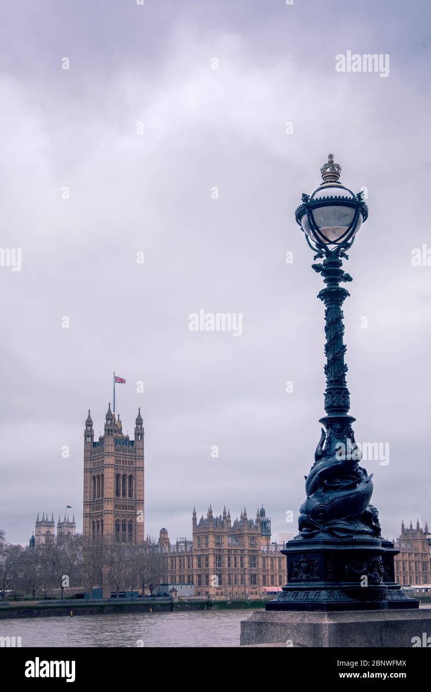 Blick über die themse der Houses of Parliament, London, Großbritannien. Stockfoto