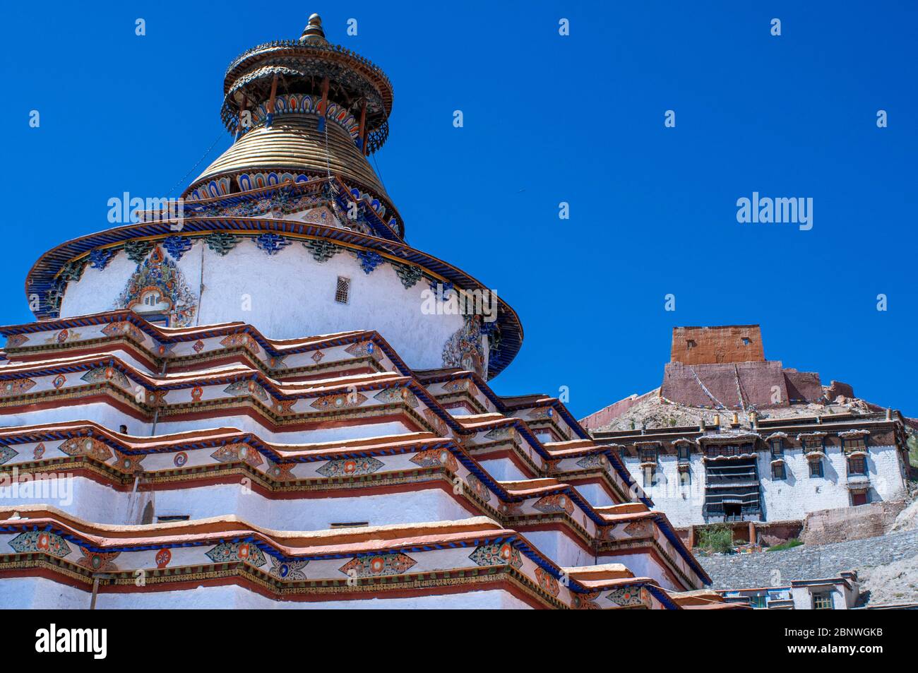 Kumbum chörte im Kloster Paelkhor Pelkhor Chode, Gyantse, Gyangze, Tibet, China. Pelkor Chode Kloster liegt im Nordosten von Gyantse bei 3 Stockfoto