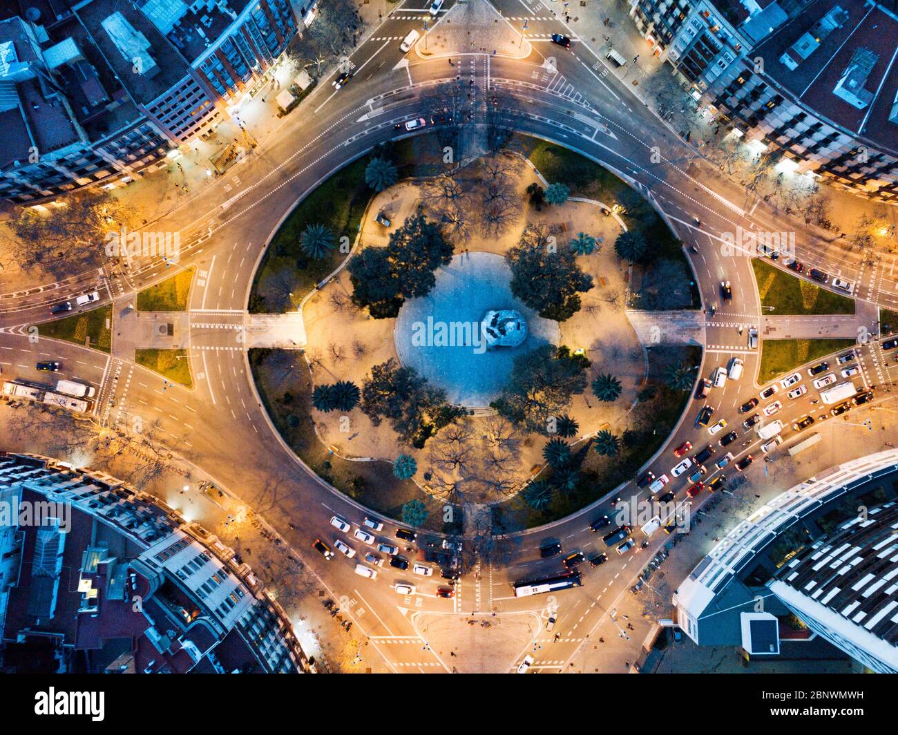 Tetuan Platz in Eixample und Sant Marti Luftaufnahme Barcelona Katalonien Spanien. Plaza de Tetuán oder Plaça de Tetuan ist ein wichtiger Platz in Barcelona. Es Stockfoto