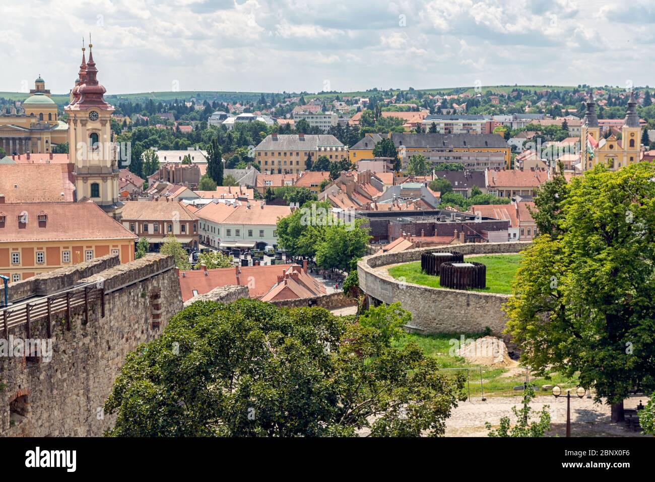 Luftaufnahme mittelalterliche Stadt von Eger Castle, Ungarn Stockfoto