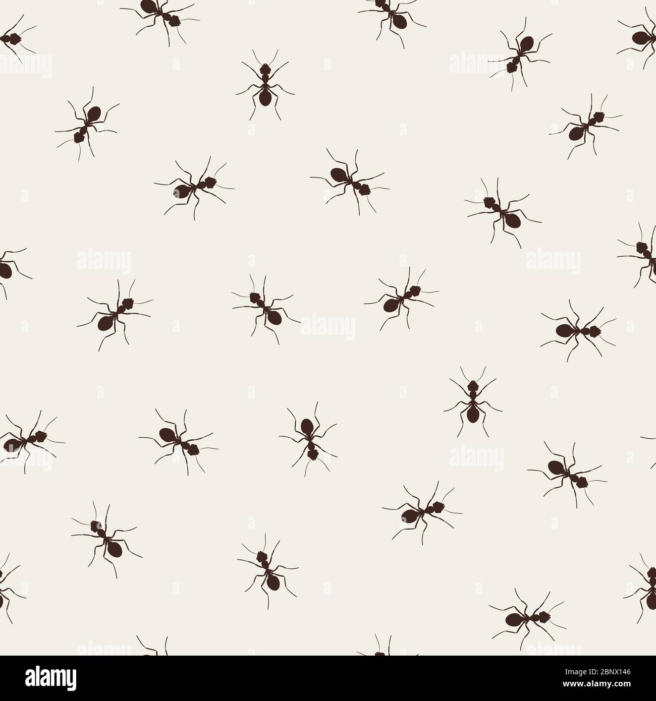 Monochromes ANT-Muster Vektorgrafik. Schwarze kleine Ameisen auf hellem Hintergrund Stock Vektor