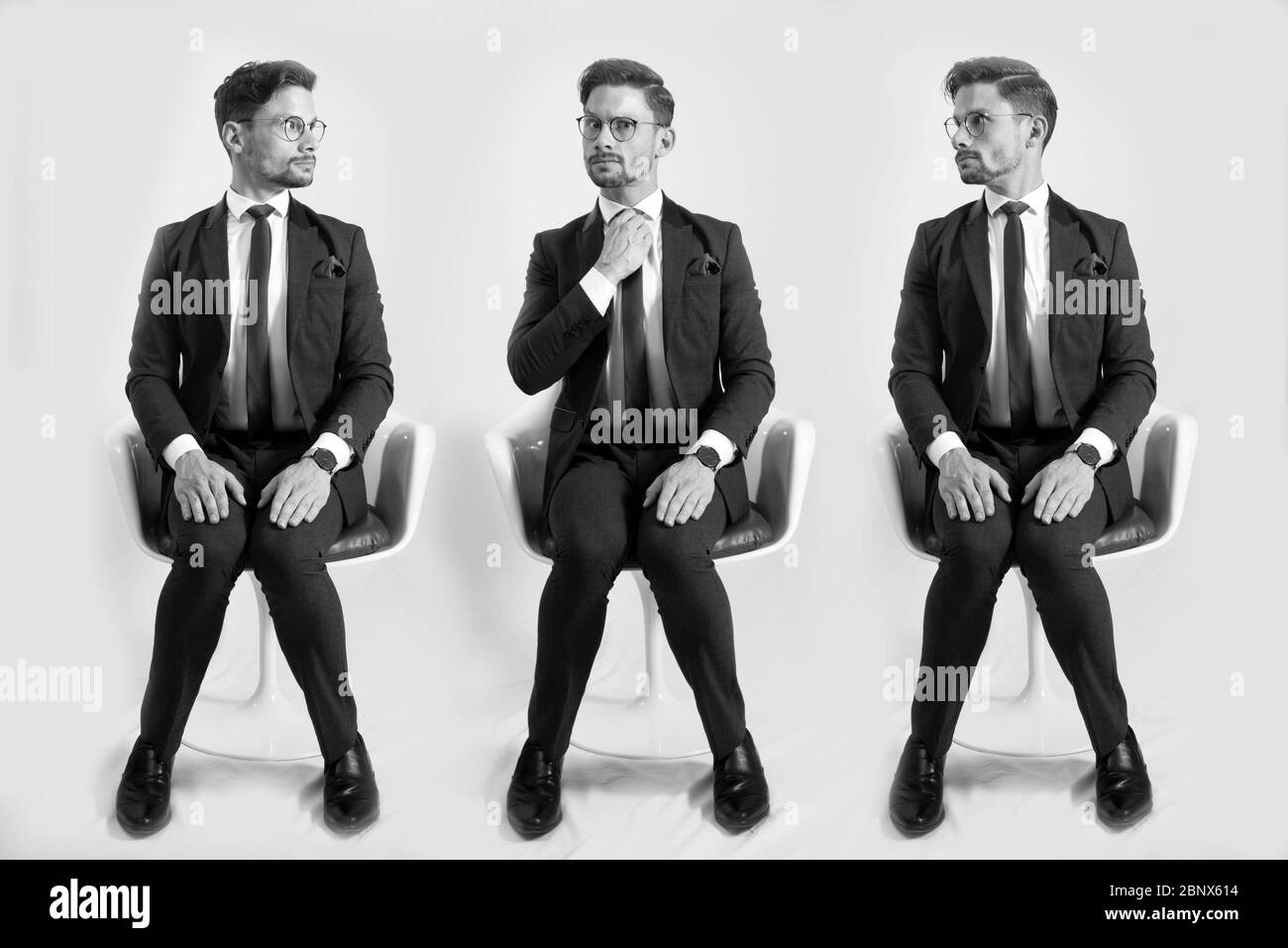 Moderner Nerdy mit Brille Stockfoto