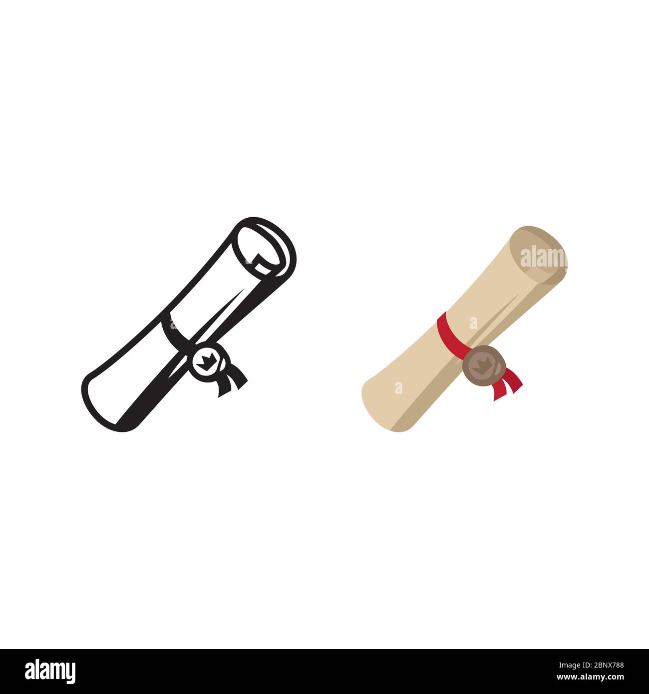 Mittelalterliche Scroll-Symbol und Silhouette auf weißem Hintergrund isoliert. Vektorgrafik Stock Vektor