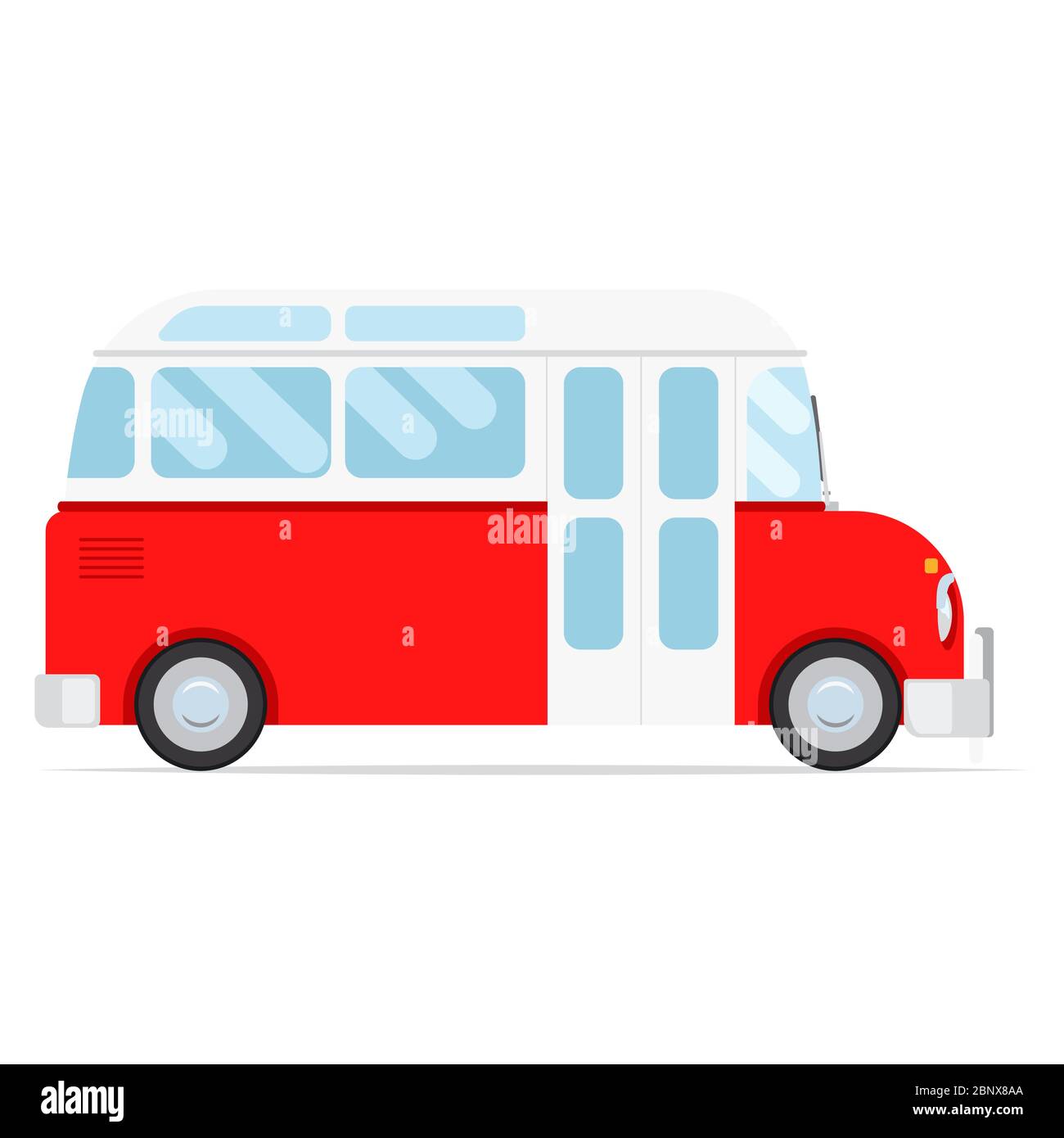 Roter Vektor Cartoon Bus, isoliert auf weißem Hintergrund Stock Vektor