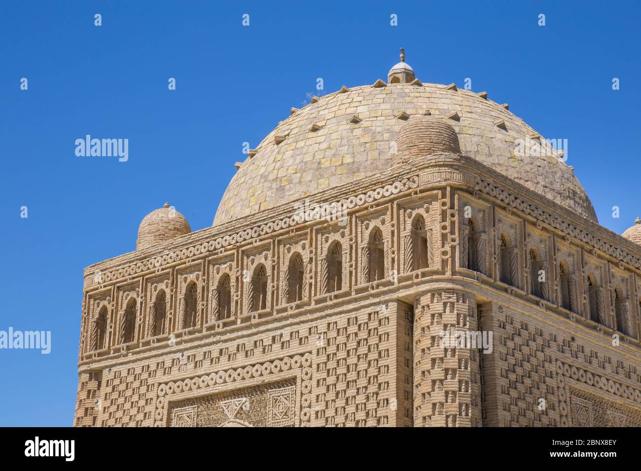 Ismail Samani Mausoleum, das älteste muslimische Denkmal der Stadt und wahrscheinlich das robusteste architektonisch, in Buchara, Usbekistan. Stockfoto