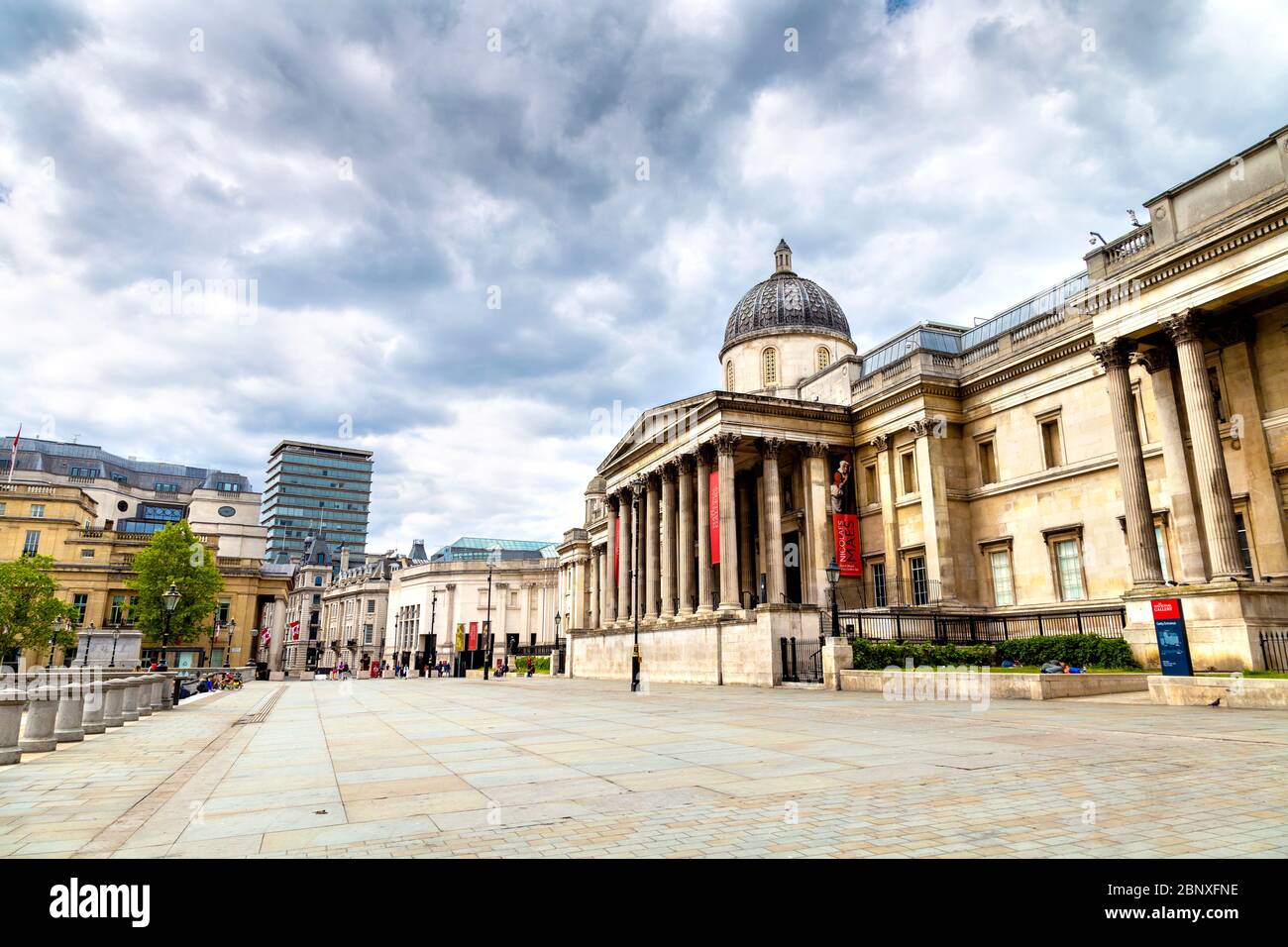 16. Mai 2020 London, UK - Trafalgar Square und National Gallery sind an einem Wochenende während der Sperrung der Coronavirus-Pandemie leer Stockfoto