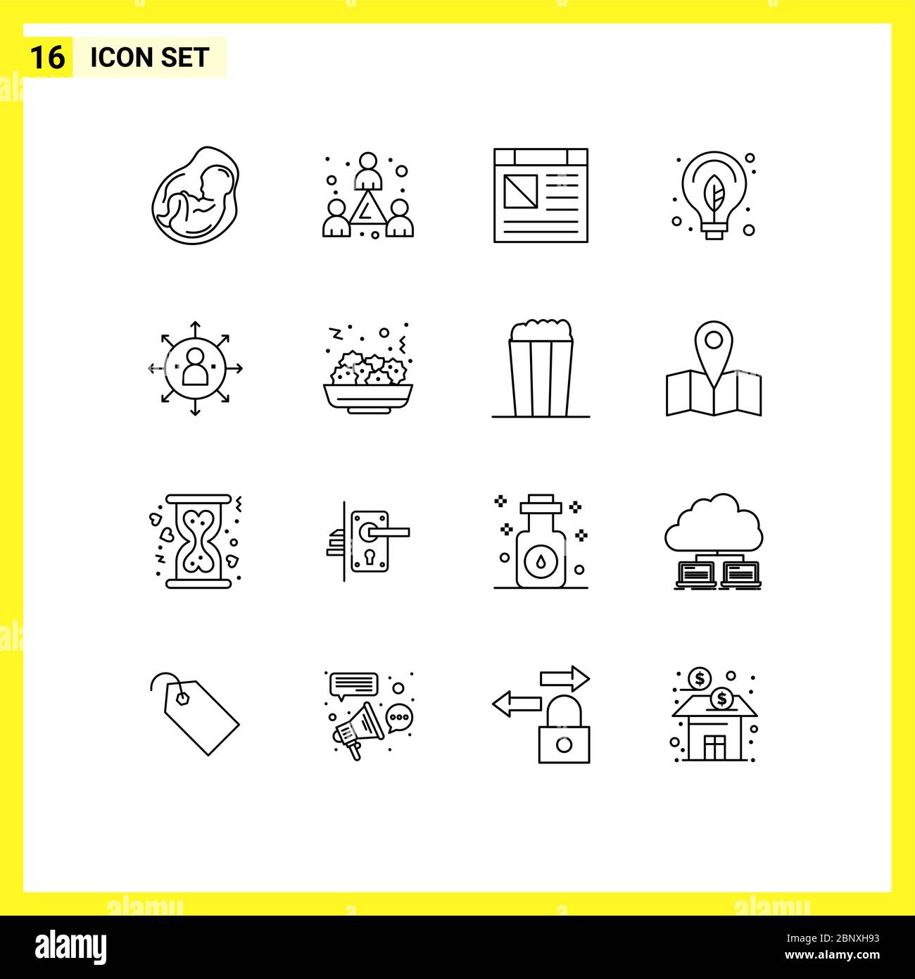Set von 16 modernen UI-Symbole Symbole Zeichen für Fähigkeiten, Macht, Team, grün, Website editierbar Vektor Design-Elemente Stock Vektor