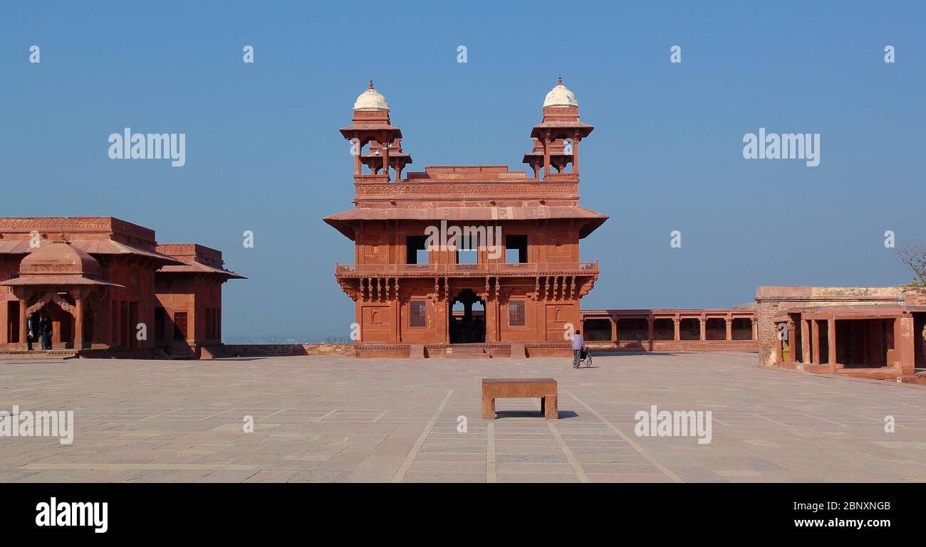 Beeindruckender mughal Palast aus dem 16. Jahrhundert - Fatehpur Sikri - Indian UNESCO World Heritage Site Stockfoto