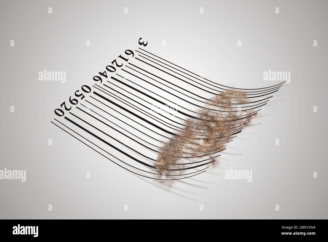 Barcode nimmt ein paar Mülleimer auf, Ressource Metapher für visuelle Kommunikation Stockfoto