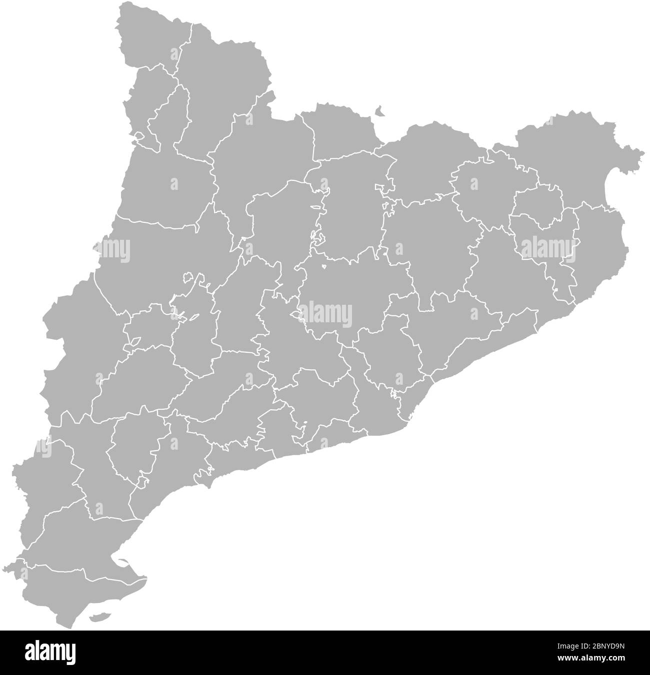 Katalonien detaillierte Karte. Grauer Hintergrund. Geschäftskonzepte, Diagramme und Hintergründe. Stock Vektor