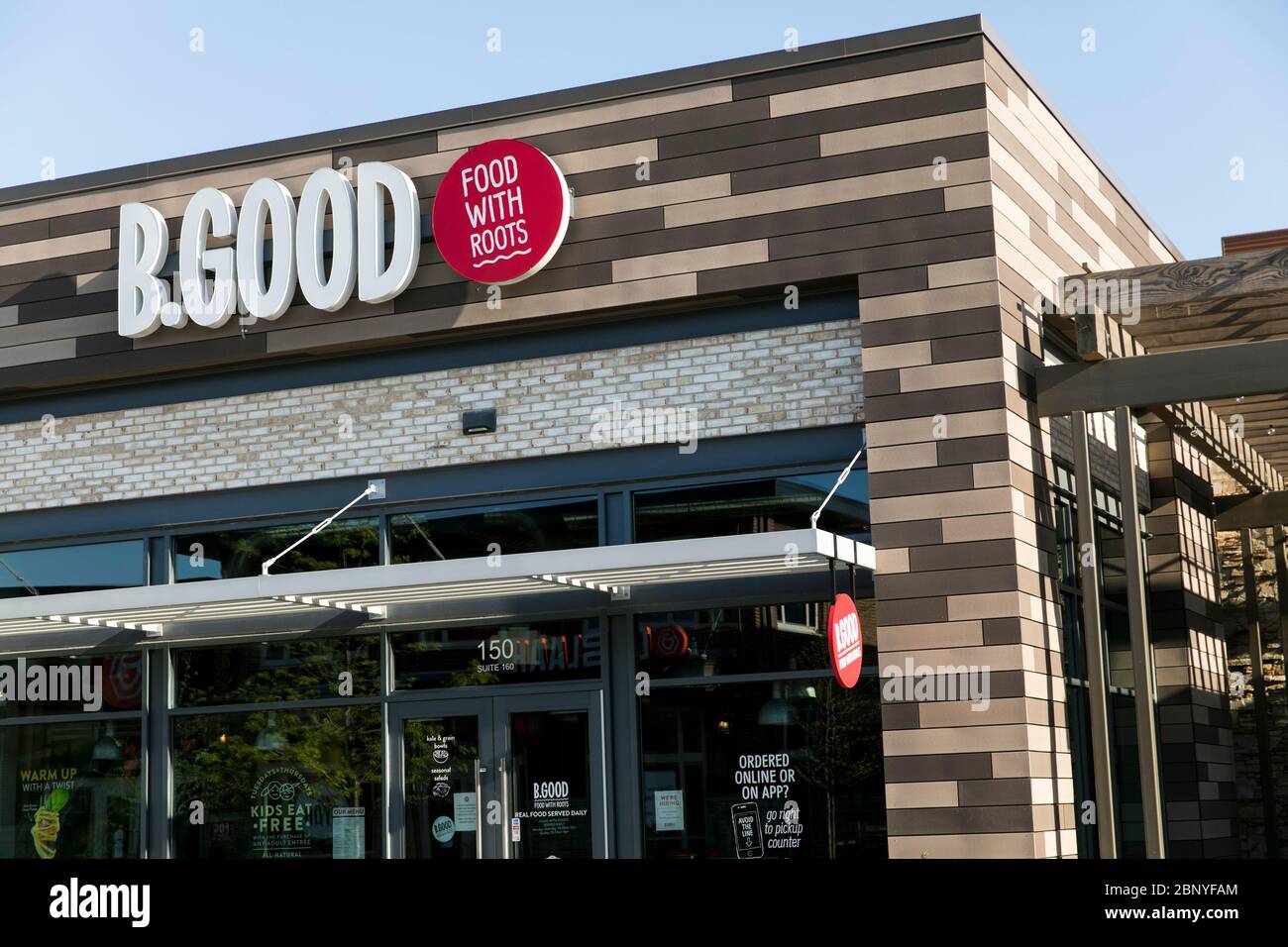 Ein Logo-Schild vor einem B. GOOD Restaurant Lage in King of Prussia, Pennsylvania am 4. Mai 2020. Stockfoto