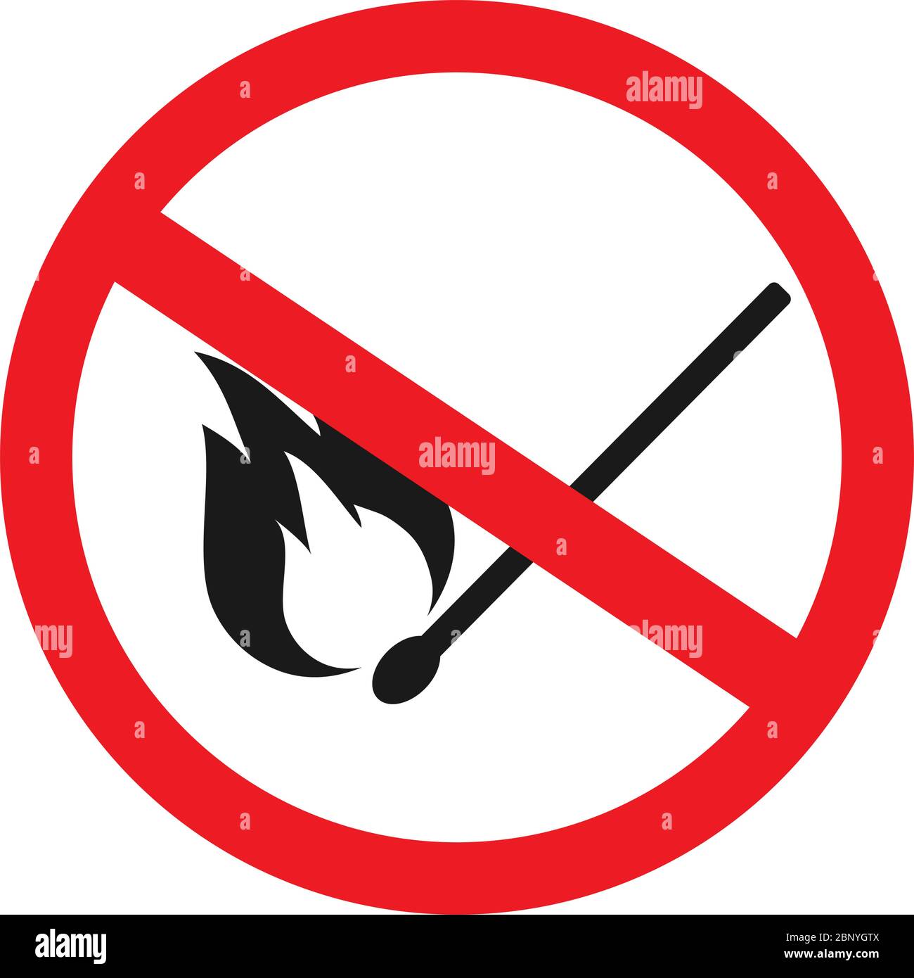Zeichen für keine Übereinstimmungen. Schutz nicht erlaubt Feuer. Perfekt für Hintergründe, Hintergrund, Banner, Aufkleber, Etikett, Zeichen, Symbol, Poster und Tapeten. Stock Vektor