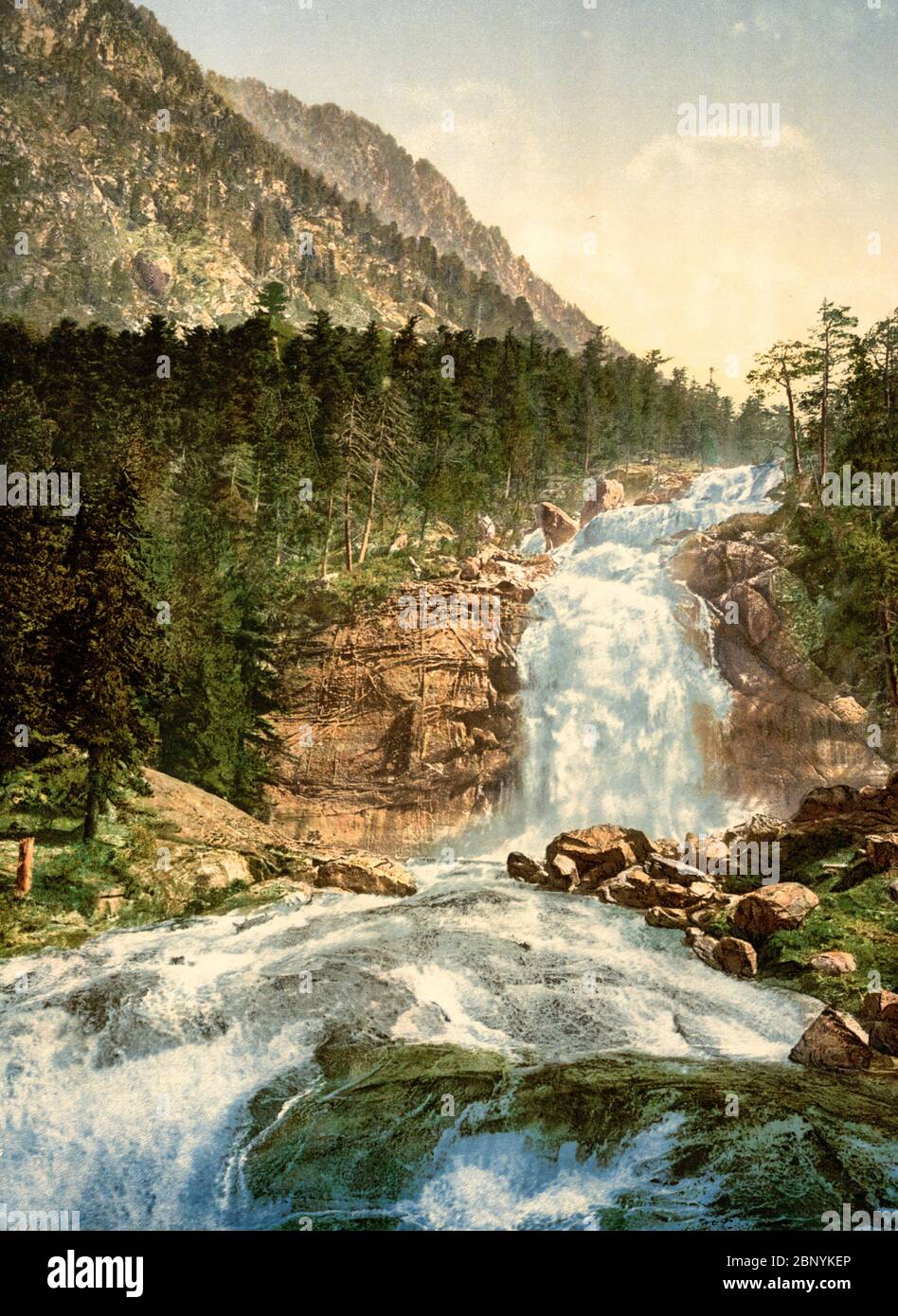 Pont d'Epagne, Pont d'Espagne, Upper falls, Cauterets, Pyrenäen, Frankreich, um 1900 Stockfoto