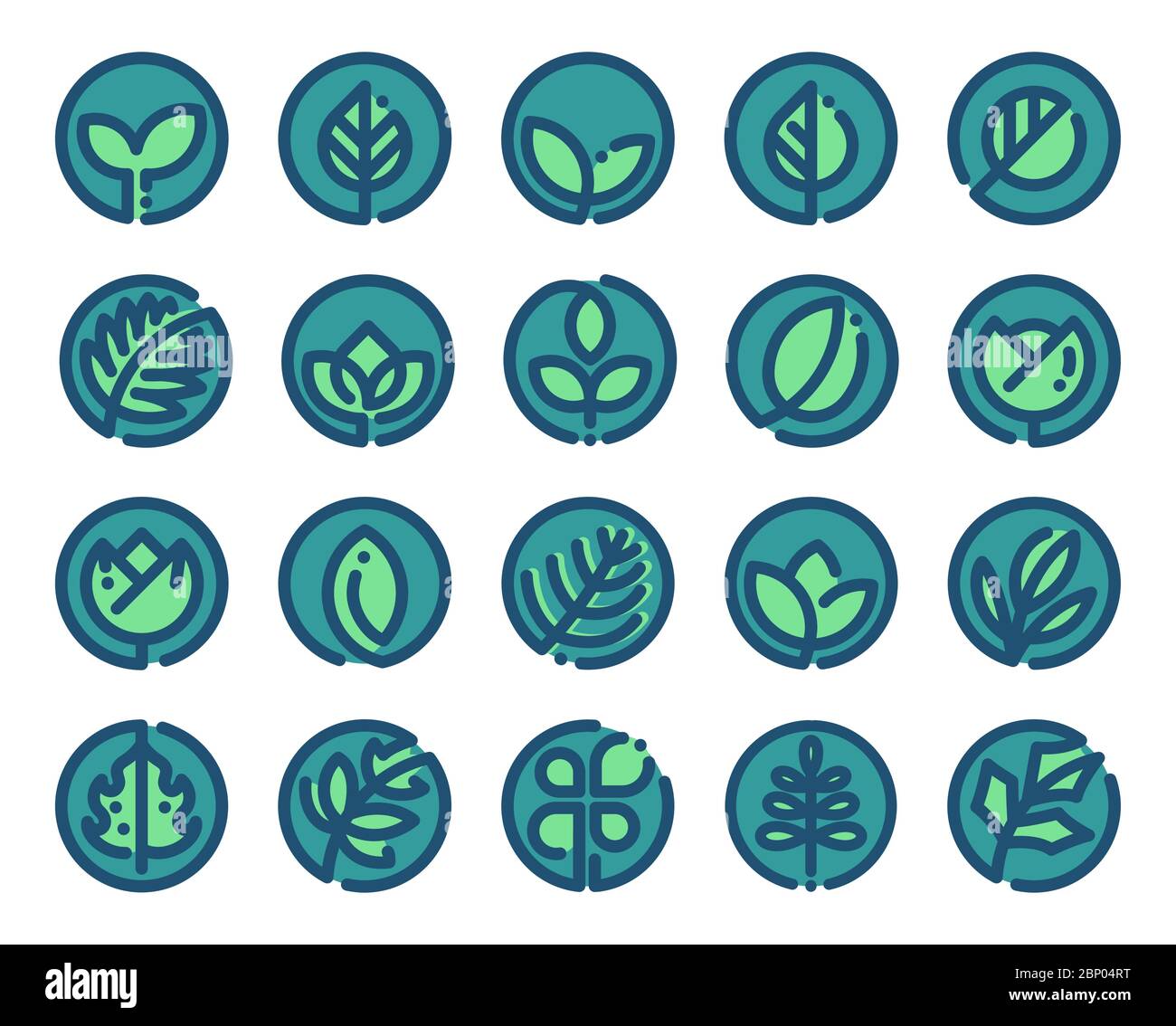 Leaf Logo Design Vektor-Set. Verschiedene Symbole der Blätter. Stock Vektor