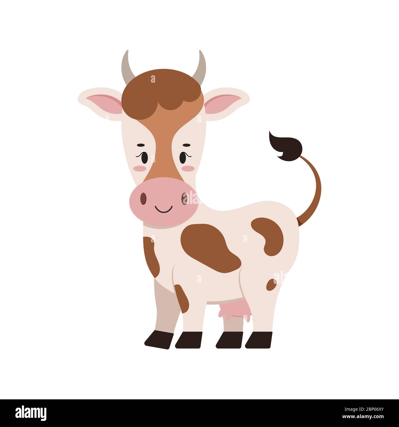Nette Bauernhof Kuh mit Euter flach Design-Symbol isoliert auf weißem Hintergrund. Stock Vektor