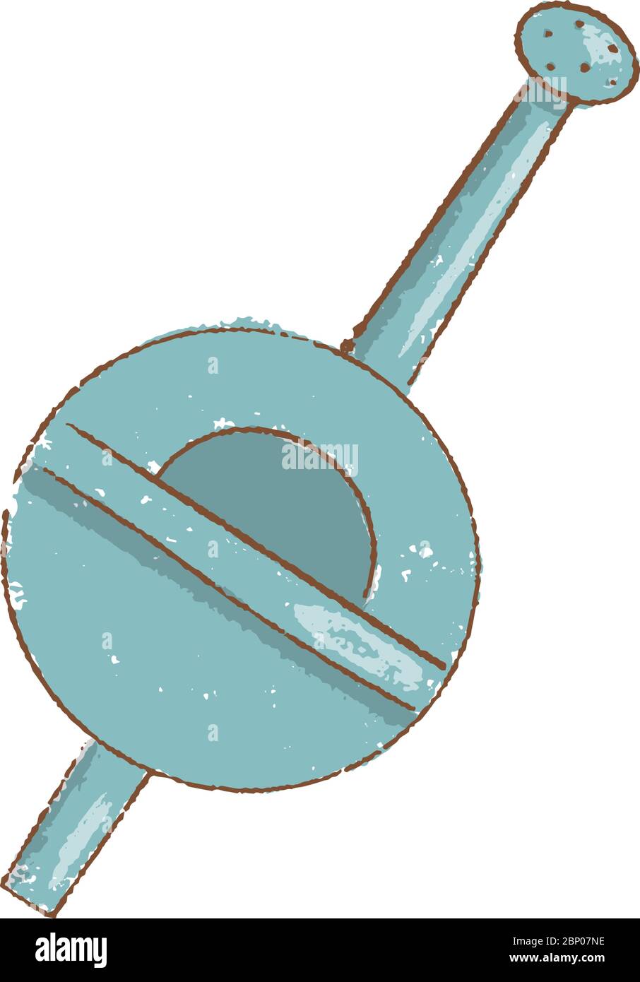 Blaue Gießkanne auf weiß isoliert. Draufsicht handgezeichnete Gartengeräte, Frühling Hobby, Stock Vektor Blaue Gießkanne auf weiß isoliert. Draufsicht handgezeichnete Gartengeräte, Frühling Hobby, Stock Vektor