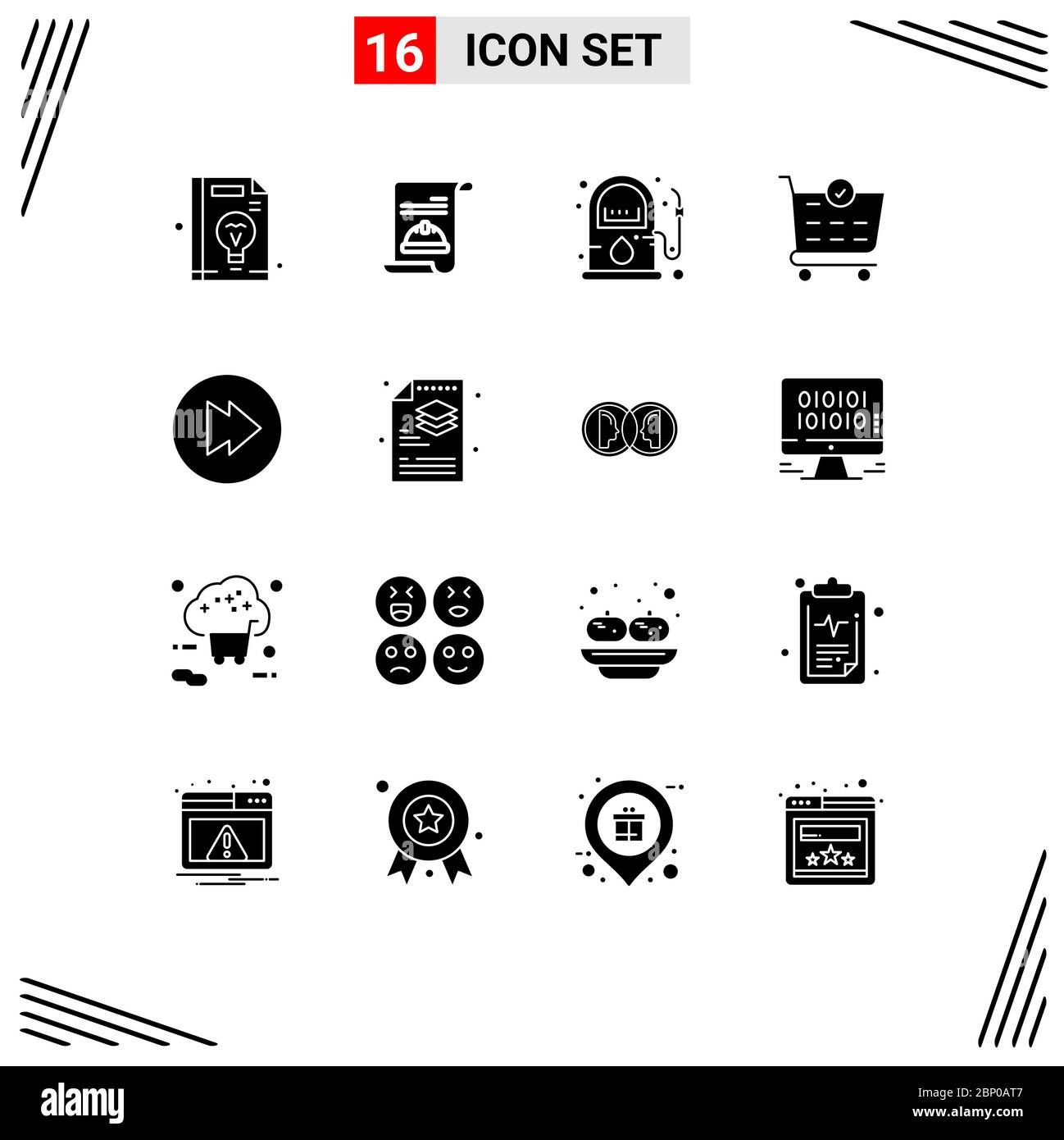 16 Kreative Ikonen Moderne Zeichen und Symbole der kreativen, vorwärts, Energie, Kasse, kaufen editierbare Vektor Design-Elemente Stock Vektor