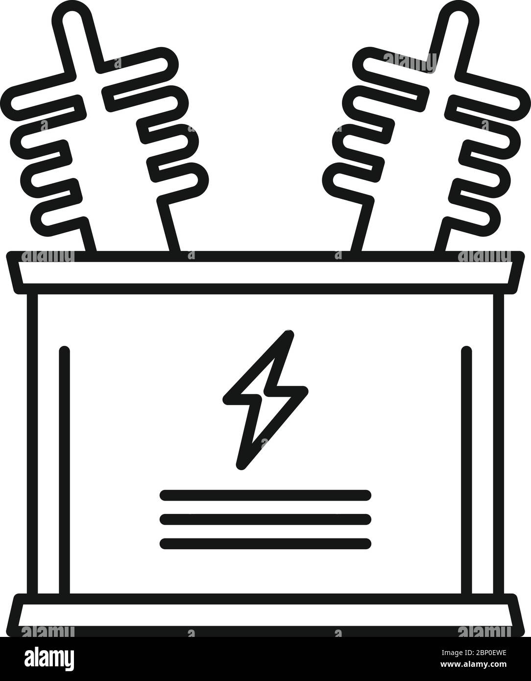 Symbol für elektrischen Transformator. Umriss elektrische Transformator ...