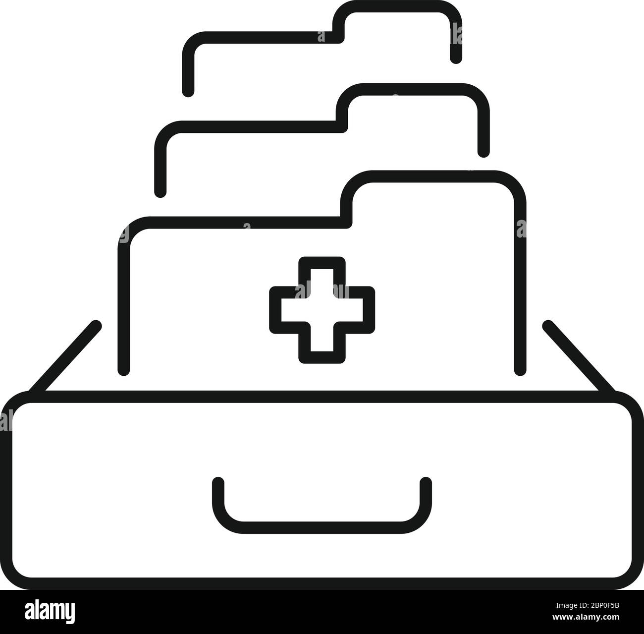 Symbol für medizinische Ordner der Familie. Outline Familie medizinische Ordner Vektor-Symbol für Web-Design isoliert auf weißem Hintergrund Stock Vektor