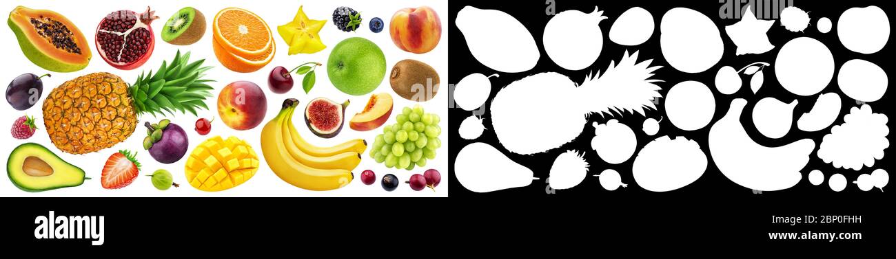 Obst- und Beerensammlung mit Alphakanal Stockfoto