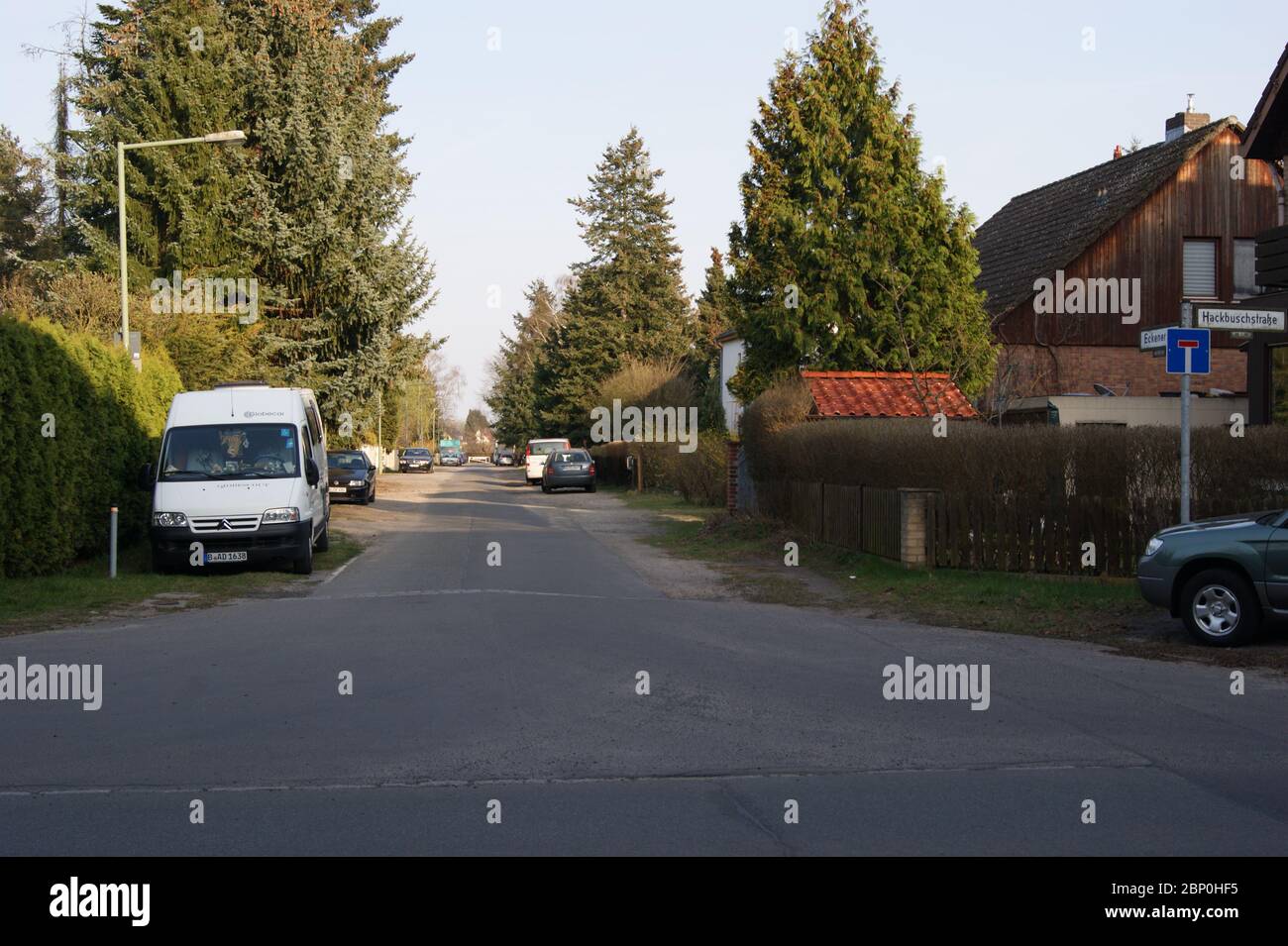 Die Straße Eckenerweg in Berlin-Spandau. Stockfoto