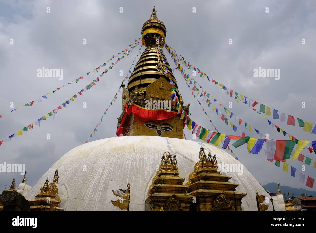 Kathmandu Nepal - Swayambhunath Stupa Panoramablick Stockfoto