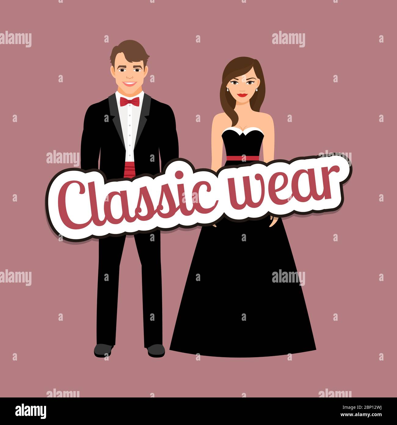 Happy Couple in dunklen Anzügen im klassischen Wear Style Vektor-Konzept Stock Vektor