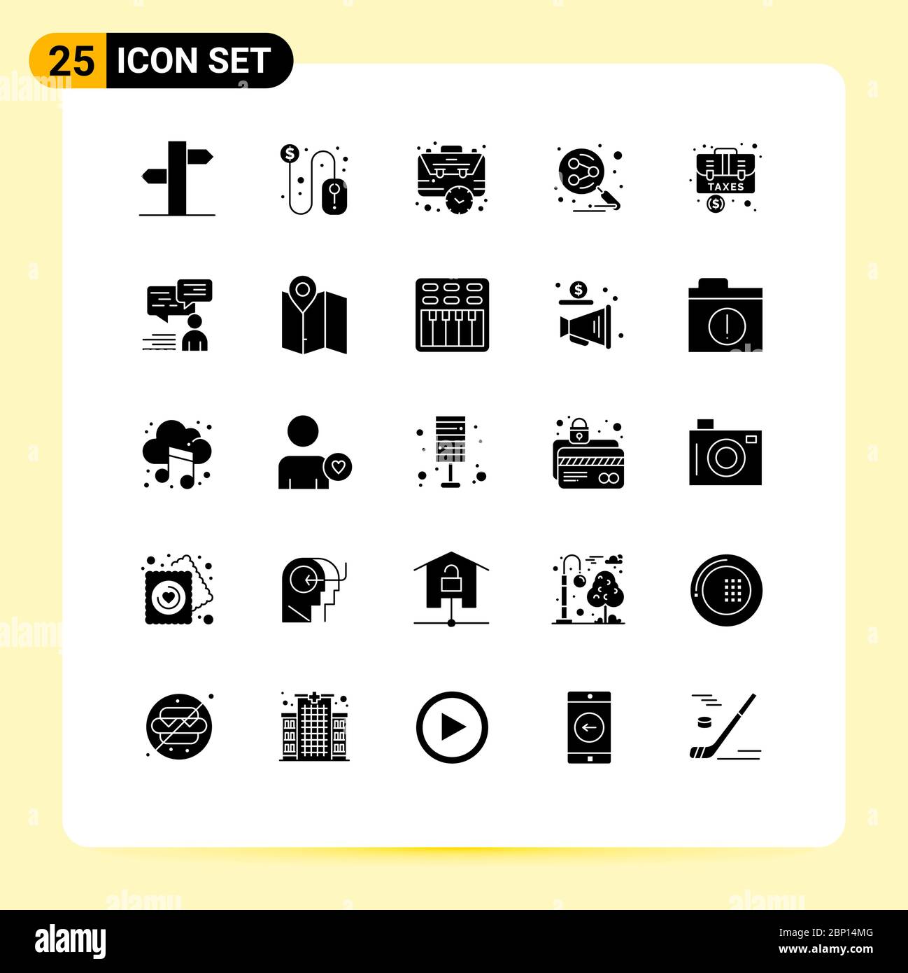 25 Universal Solid Glyph Zeichen Symbole Der Buchhaltung Soziale Tasche Teilen Zeit Editierbar Vektor Design Elemente Stock Vektorgrafik Alamy