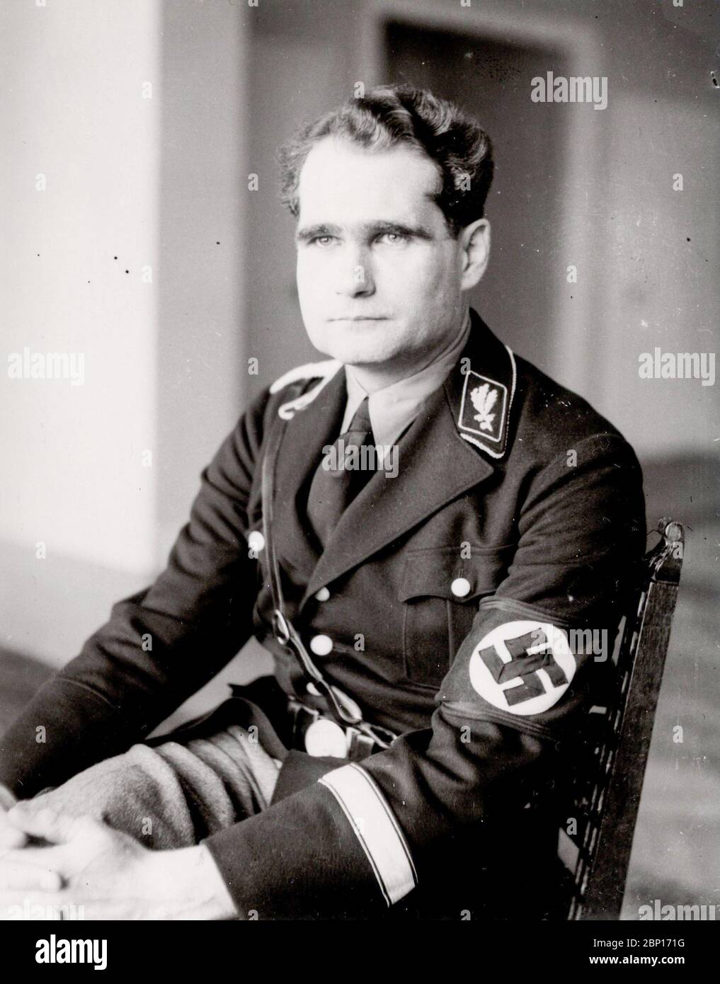 Rudolf Walter Richard Hess Heinrich Hoffmann fotografiert 1933 Adolf Hitlers offizieller Fotograf und Nazi-Politiker und Verleger, der Mitglied des intime Kreises Hitlers war. Stockfoto