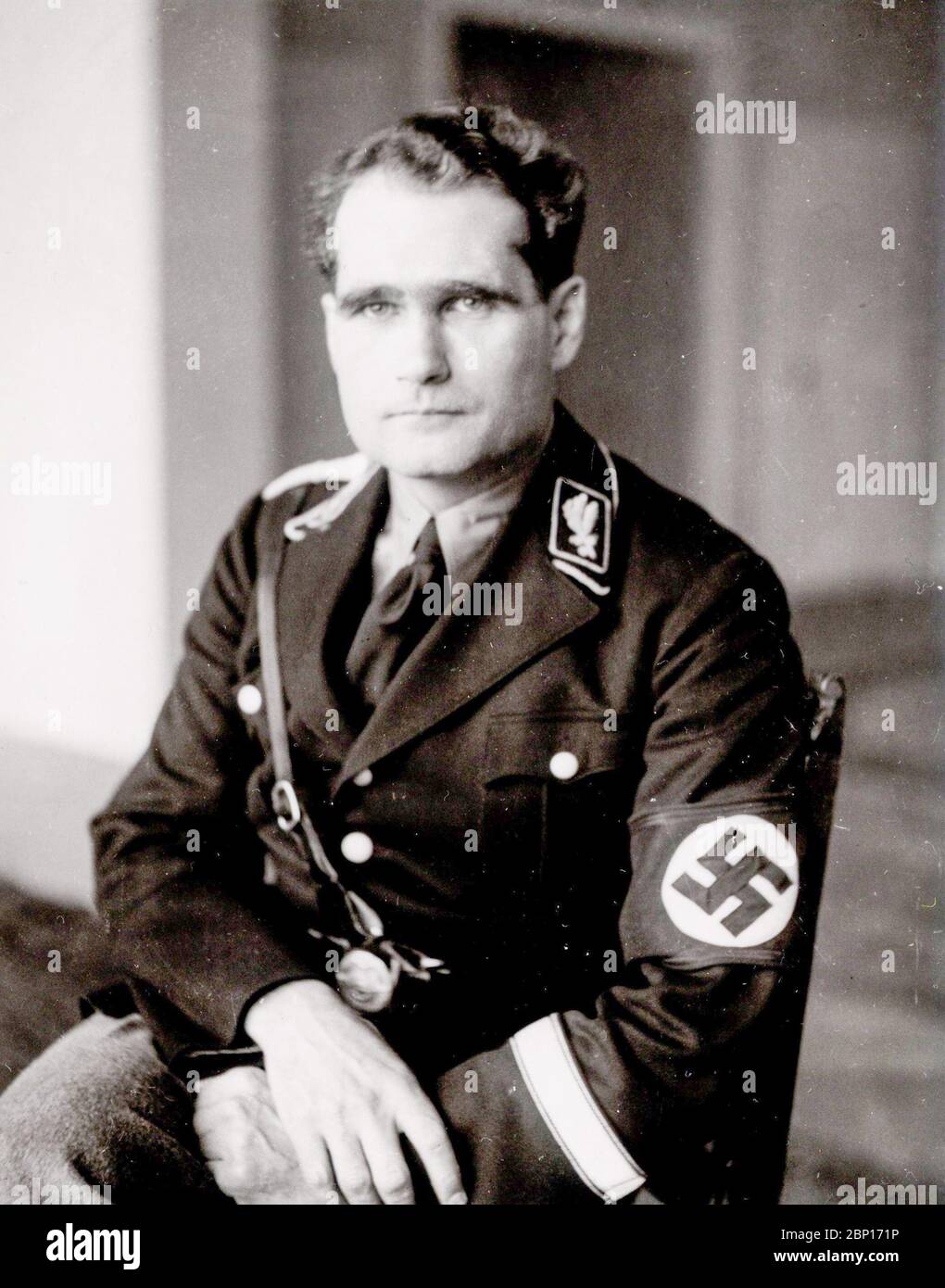 Rudolf Walter Richard Hess Heinrich Hoffmann fotografiert 1933 Adolf Hitlers offizieller Fotograf und Nazi-Politiker und Verleger, der Mitglied des intime Kreises Hitlers war. Stockfoto