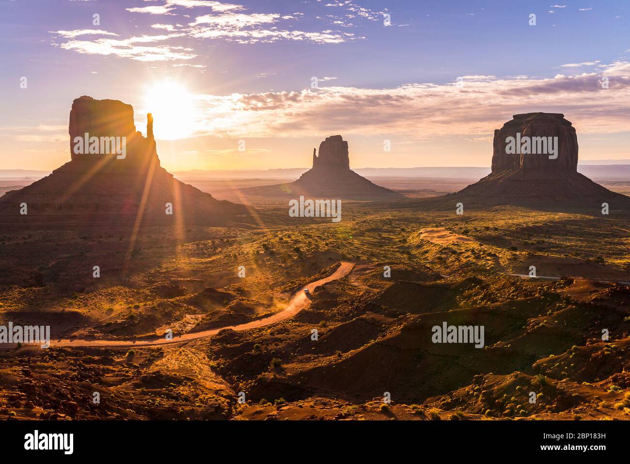 Monument Valleys in the Sunset, Arizona, usa. Stockfoto