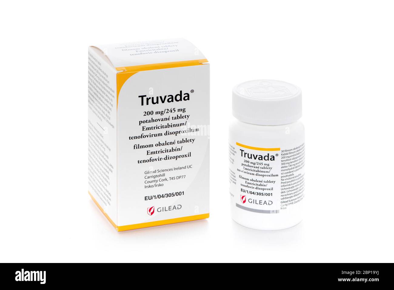 Isolierte Paket von Truvada Behandlung Stockfoto