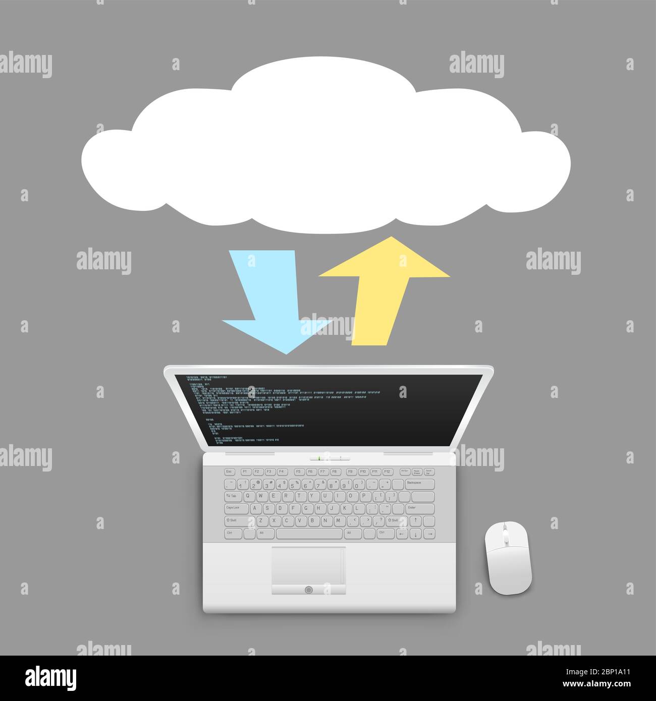 Austausch von Laptop-Informationen über Cloud-Service Stock Vektor