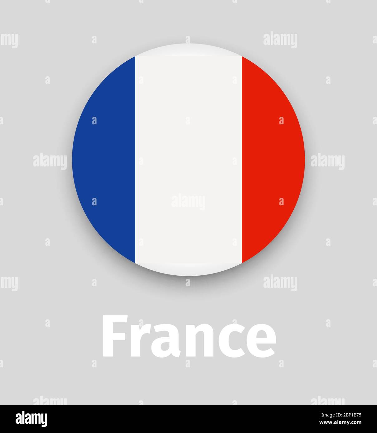 Frankreich Flagge, rundes Symbol mit Schatten isoliert Vektor Illustration Stock Vektor