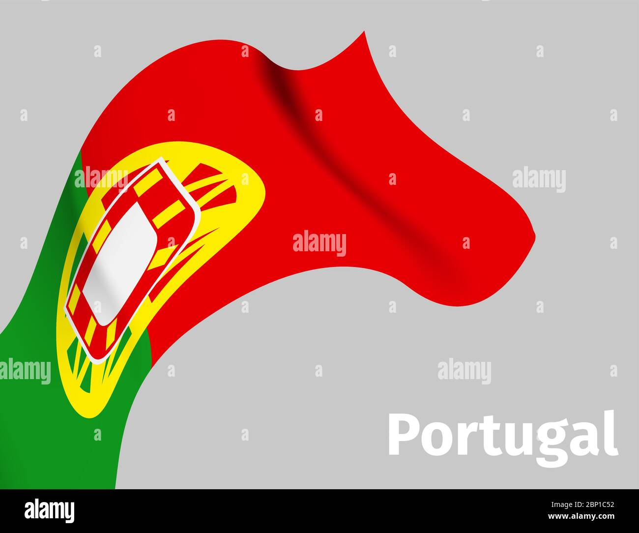 Hintergrund mit Portugal wellenförmige Flagge auf grau, Vektorgrafik Stock Vektor