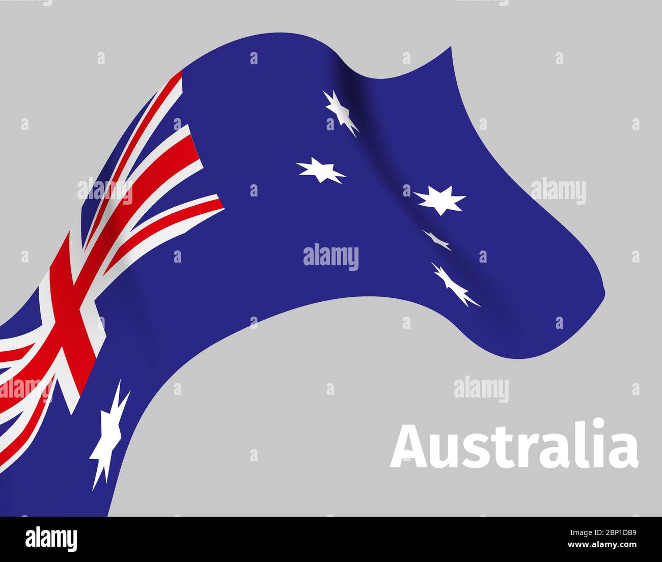 Hintergrund mit Australien gewellte Flagge auf grau, Vektorgrafik Stock Vektor