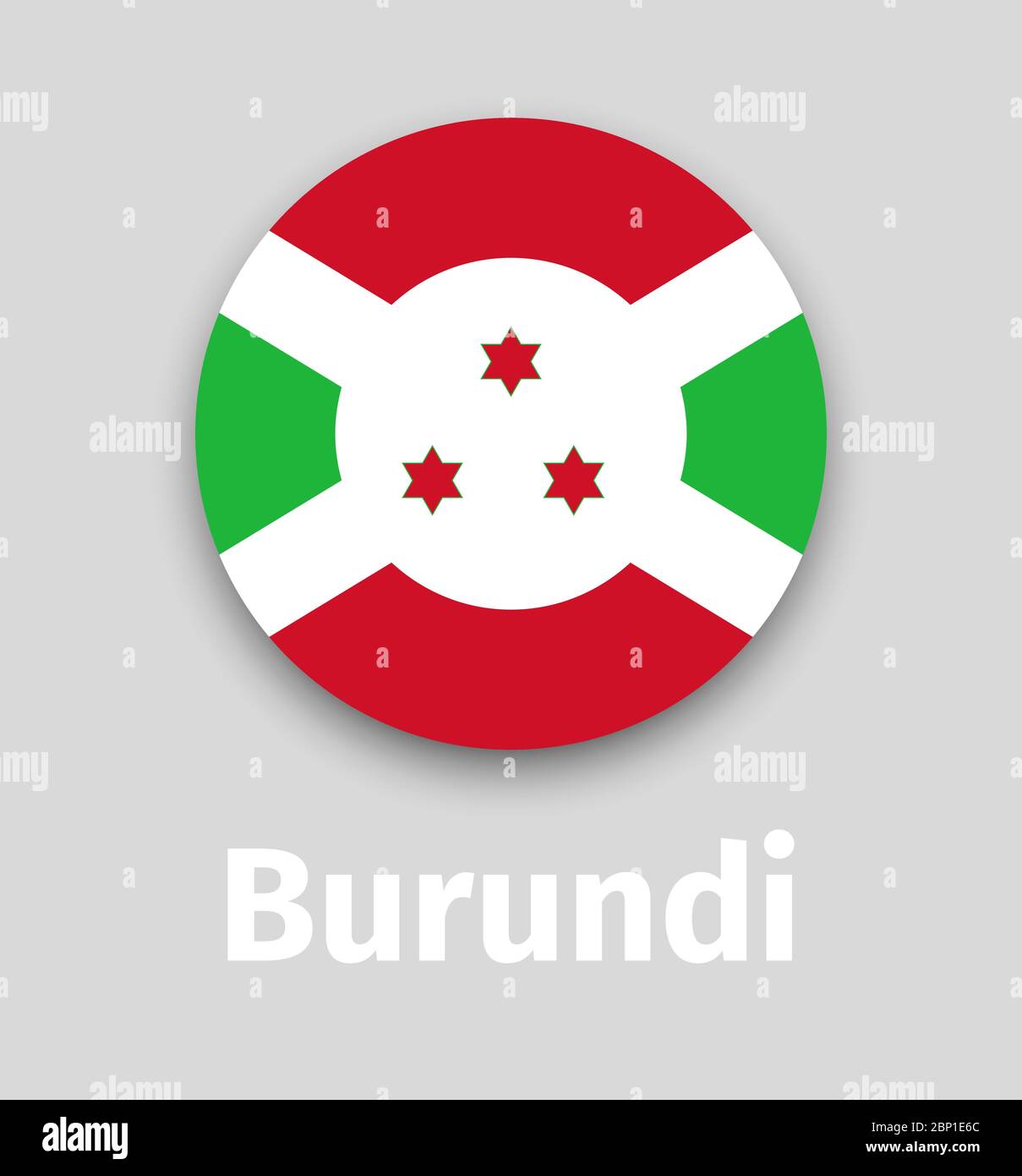 Burundi Flagge, rundes Symbol mit Schatten isoliert Vektor-Illustration Stock Vektor