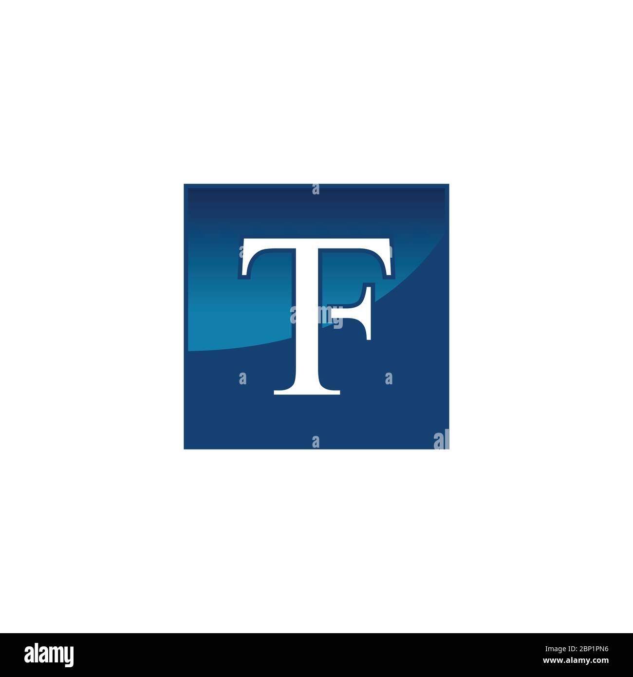 Letter TF Typografie Logo Design mit quadratischer Form isoliert auf einem weißen Hintergrund Stock Vektor