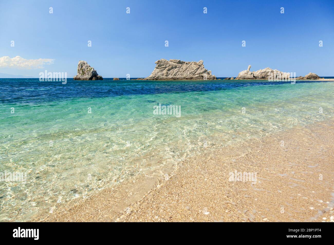 Strand von Artolithia, in Preveza Region, Epirus, Griechenland, Europa. Stockfoto