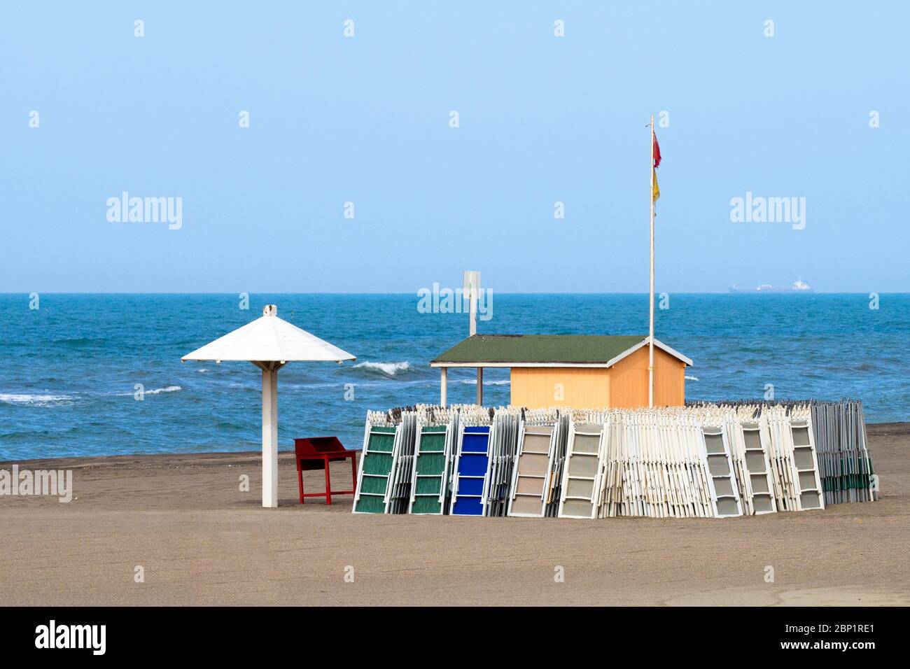 Strandhütte Ostia Lido - Rom Italien Stockfoto