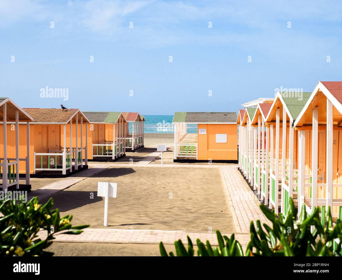 Strandhütten Ostia Lido - Rom Italien Stockfoto